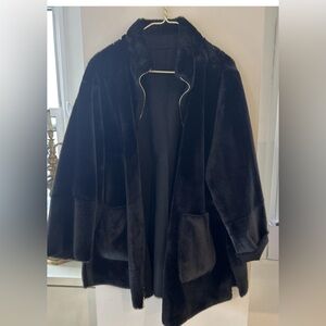 Marina Rinaldi Black Teddy Jacket reversible size 10 faux fur